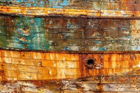 Rotten planks of an old boat