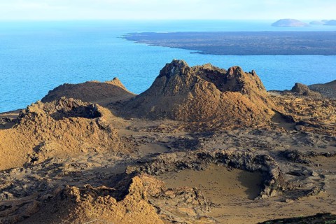 Volcanic lunar landscape by the sea