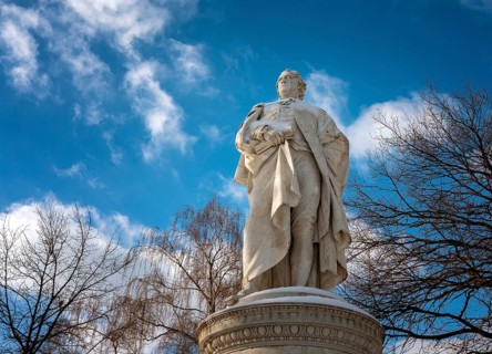 The Goethe Monument made of Carrara marble by Fritz Scharper at the Grosser Tiergarten in Berlin