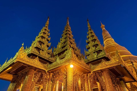 Shwedagon pagoda after sunset