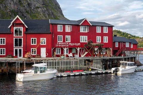 Traditional red stilt houses