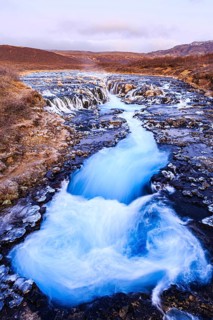 Bruarfoss waterfall in winter
