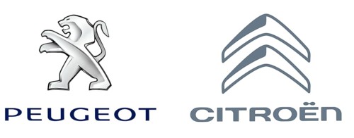 Logo of the car brand Peugeot and Citroen