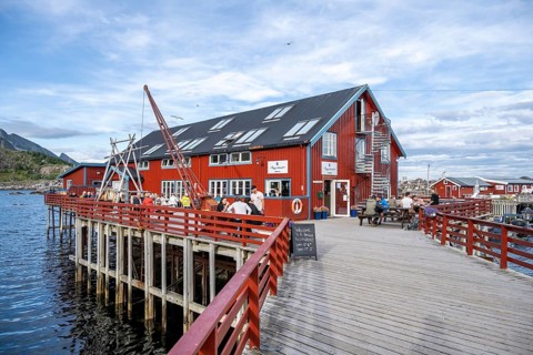 Traditional red stilt houses