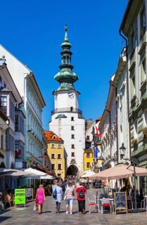 Pedestrian zone in Michalska Street with Michaeler Gate