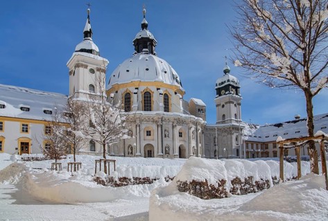 Monastery courtyard with monastery church