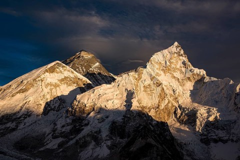 View from Kala Patthar in the evening light on Mount Everest
