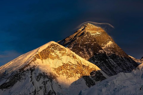 View from Kala Patthar in the evening light on Mount Everest