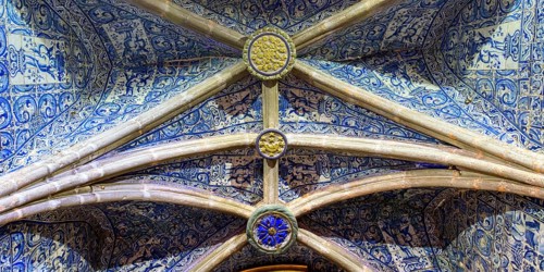 Painted tiles covering the Main Chapel ceiling