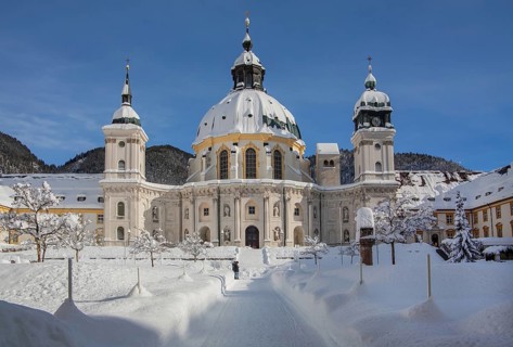 Monastery courtyard with monastery church
