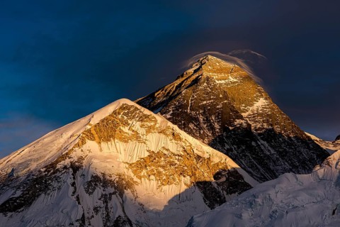 View from Kala Patthar in the evening light on Mount Everest