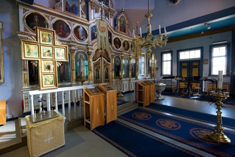 Iconostasis in the Orthodox Wooden Church of St. Nicholas
