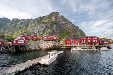 Traditional red stilt houses