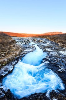 Bruarfoss waterfall in winter