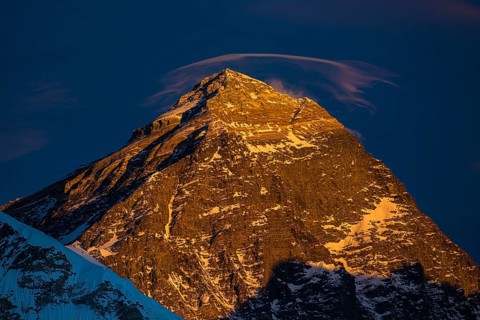 View from Kala Patthar in the evening light on Mount Everest