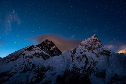 View at night from Kala Patthar to Mount Everest