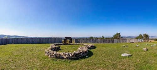 Historical foundations of a courtyard and an early Romanesque church