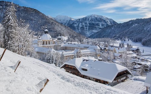 View of the village with the monastery Ettal