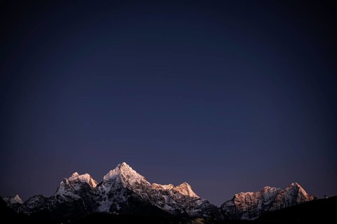 View at Namche Bazar in the evening light on Kangtega