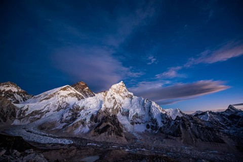 View from Kala Patthar in the evening light on Mount Everest