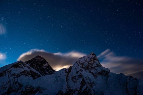 View at night from Kala Patthar to Mount Everest