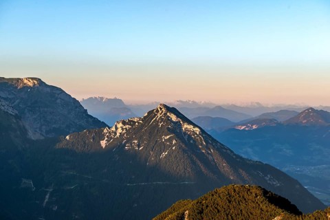 Mountain peak Ebner Joch in the evening light