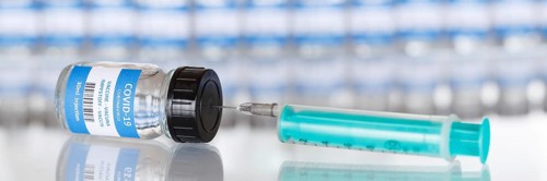 Vaccine Coronavirus Corona Virus Syringe COVID-19 Covid Vaccination Vaccine Text free space Copyspace Panorama