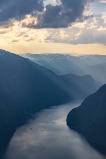 View from the top of the mountain Prest to fjord Aurlandsfjord