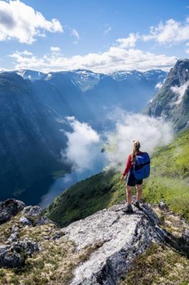 Hiker looking down into the valley