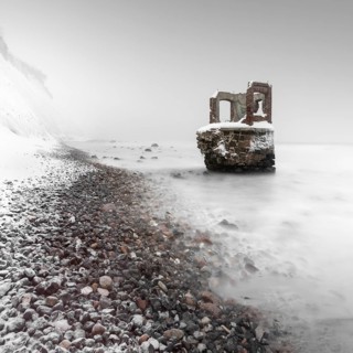 Snowy gauge house at Cape Arkona