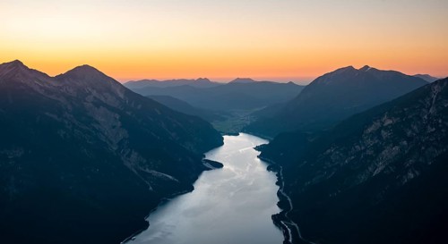 Mountain landscape at sunset
