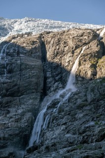 Waterfalls on steep cliff