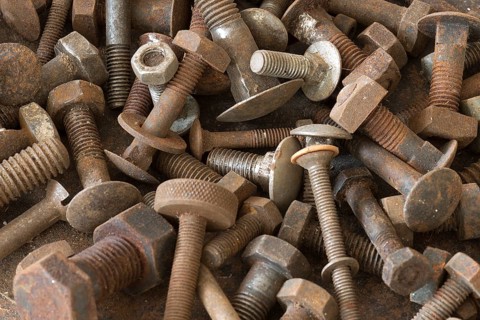 Rusty threaded screws and nuts
