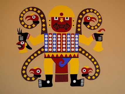 New mural painting in the style of the Moche culture