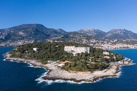 Aerial view Cap Martin with former Grand Hotel du Cap Martin