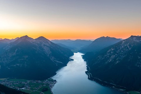 Mountain landscape at sunset