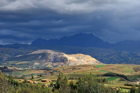 Mine tailings in sunlight