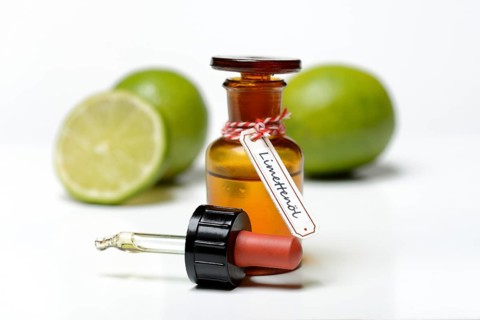 Lime oil in vial with pipette