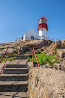 Red-white Lindesnes lighthouse