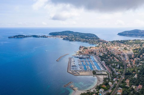 Aerial view Beaulieu sur Mer with marina and St