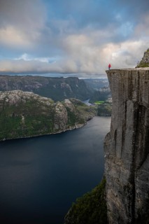 Single person on rock plateau