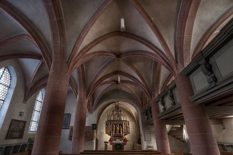 Chancel and vault of the late Gothic hall church from 1488
