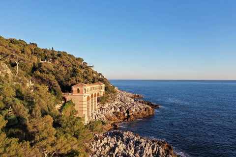 Aerial view of Villa Cypris on the west side of Cap Martin