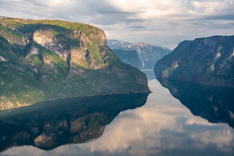 Mountains reflected in the water
