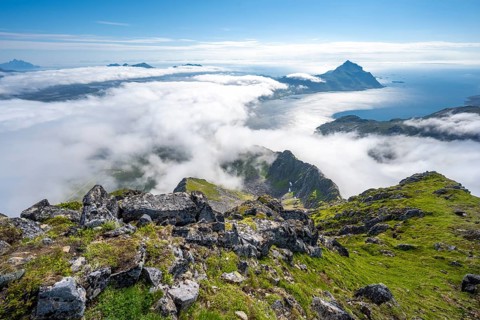 Mountain landscape in clouds