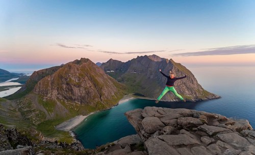 Young woman making a jump in the air