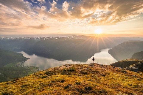 Hiker enjoying view
