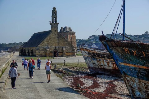 Port of Camaret-sur-Mer with chapel Notre-Dame-de-Rocamadour