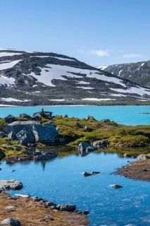 Turquoise lake and mountains