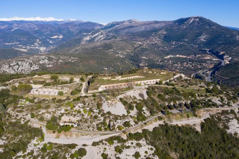 Aerial view Fort de la Revere or Fort Anselme in the Parc forestier de la Grande Corniche